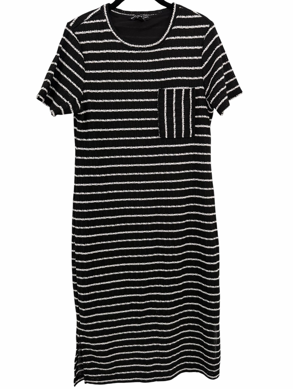 Black & White Striped Short Sleeve Knit Dress Size Large